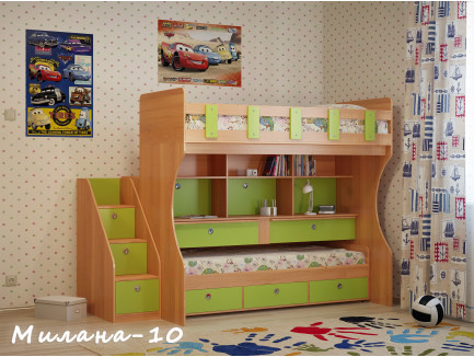 Кровать Милана-10 двухъярусная для подростков, спальные места 190х80 см